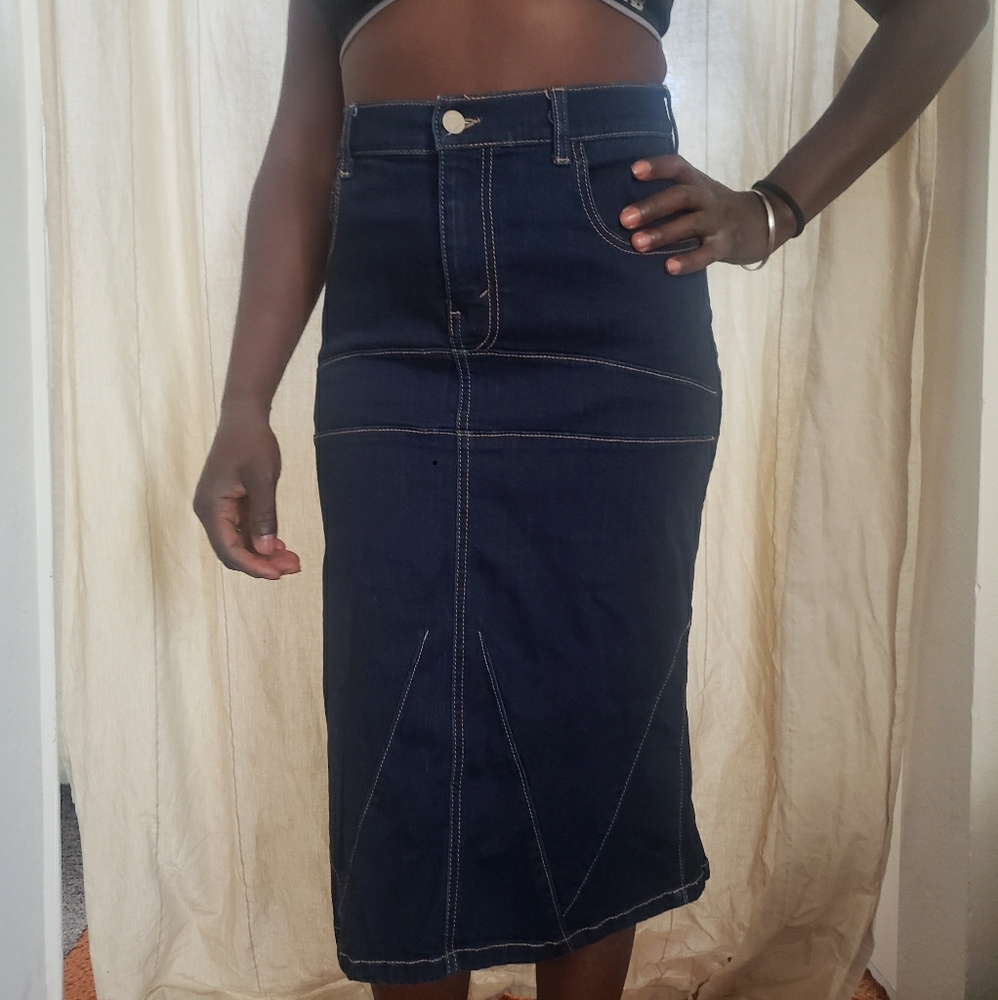 SOLD!🤍Eva Mendez Flared Jean Pencil Skirt💓NWOT!